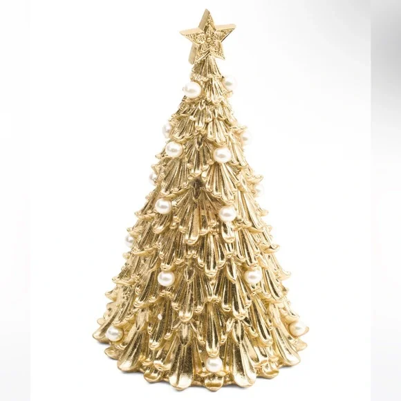 NWT Cupcakes & Cashmere VIRAL 14" Gold Tree with Faux Pearls Tabletop Homegoods - Picture 3 of 3